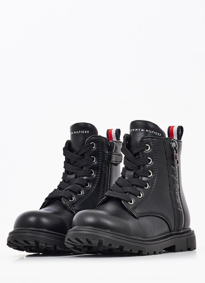 Παιδικά Μποτάκια Bootie.Lu Μαύρο ECOleather Tommy Hilfiger