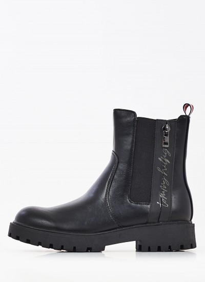 Παιδικά Μποτάκια Ch.Boot Μαύρο ECOleather Tommy Hilfiger