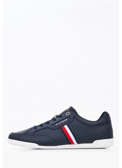 Ανδρικά Παπούτσια Casual Cupsole.Lo Μπλε Δέρμα Tommy Hilfiger