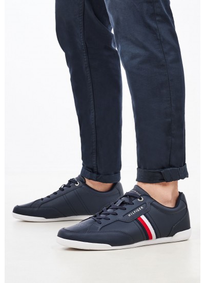 Ανδρικά Παπούτσια Casual Cupsole.Lo Μπλε Δέρμα Tommy Hilfiger
