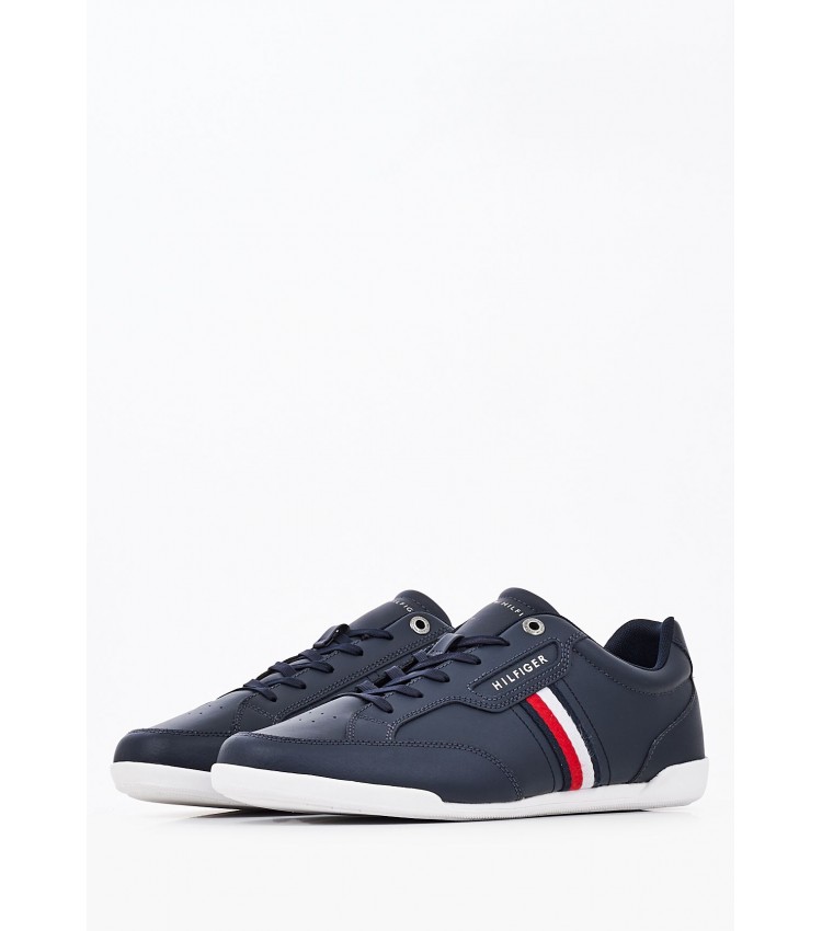 Ανδρικά Παπούτσια Casual Cupsole.Lo Μπλε Δέρμα Tommy Hilfiger Ανδρικά Παπούτσια Casual Cupsole.Lo Μπλε Δέρμα Tommy Hilfiger