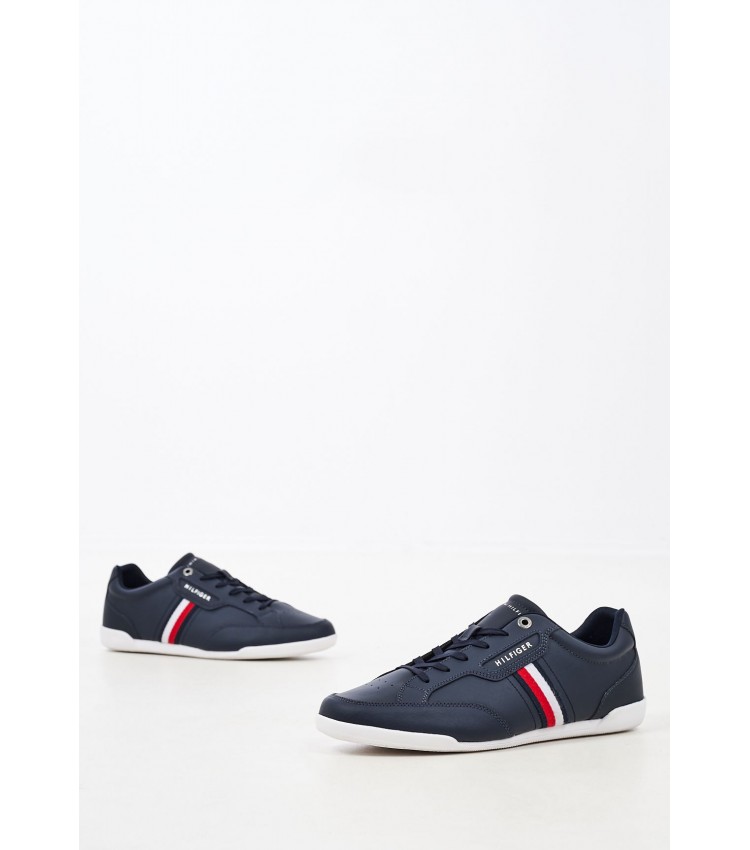 Ανδρικά Παπούτσια Casual Cupsole.Lo Μπλε Δέρμα Tommy Hilfiger Ανδρικά Παπούτσια Casual Cupsole.Lo Μπλε Δέρμα Tommy Hilfiger