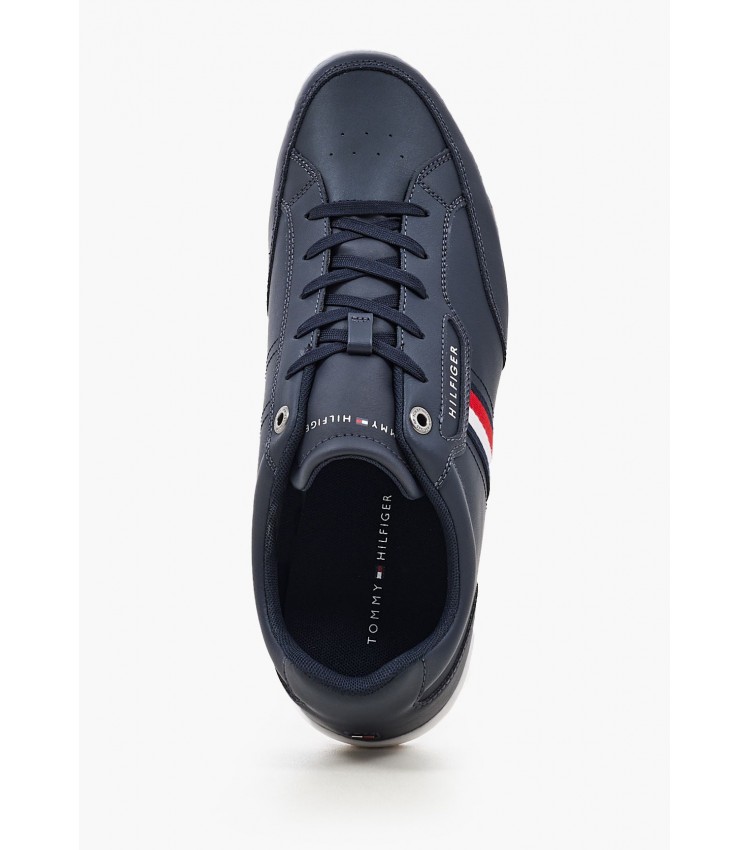 Ανδρικά Παπούτσια Casual Cupsole.Lo Μπλε Δέρμα Tommy Hilfiger Ανδρικά Παπούτσια Casual Cupsole.Lo Μπλε Δέρμα Tommy Hilfiger