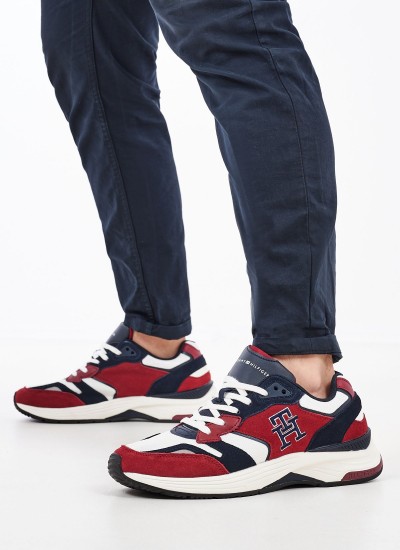 Ανδρικά Παπούτσια Casual Modern.Prep Μπορντό Δέρμα Καστόρι Tommy Hilfiger