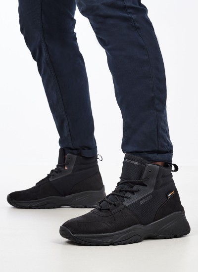 Ανδρικά Μποτάκια Outdoor.Cordura Μαύρο Δέρμα Νούμπουκ Tommy Hilfiger