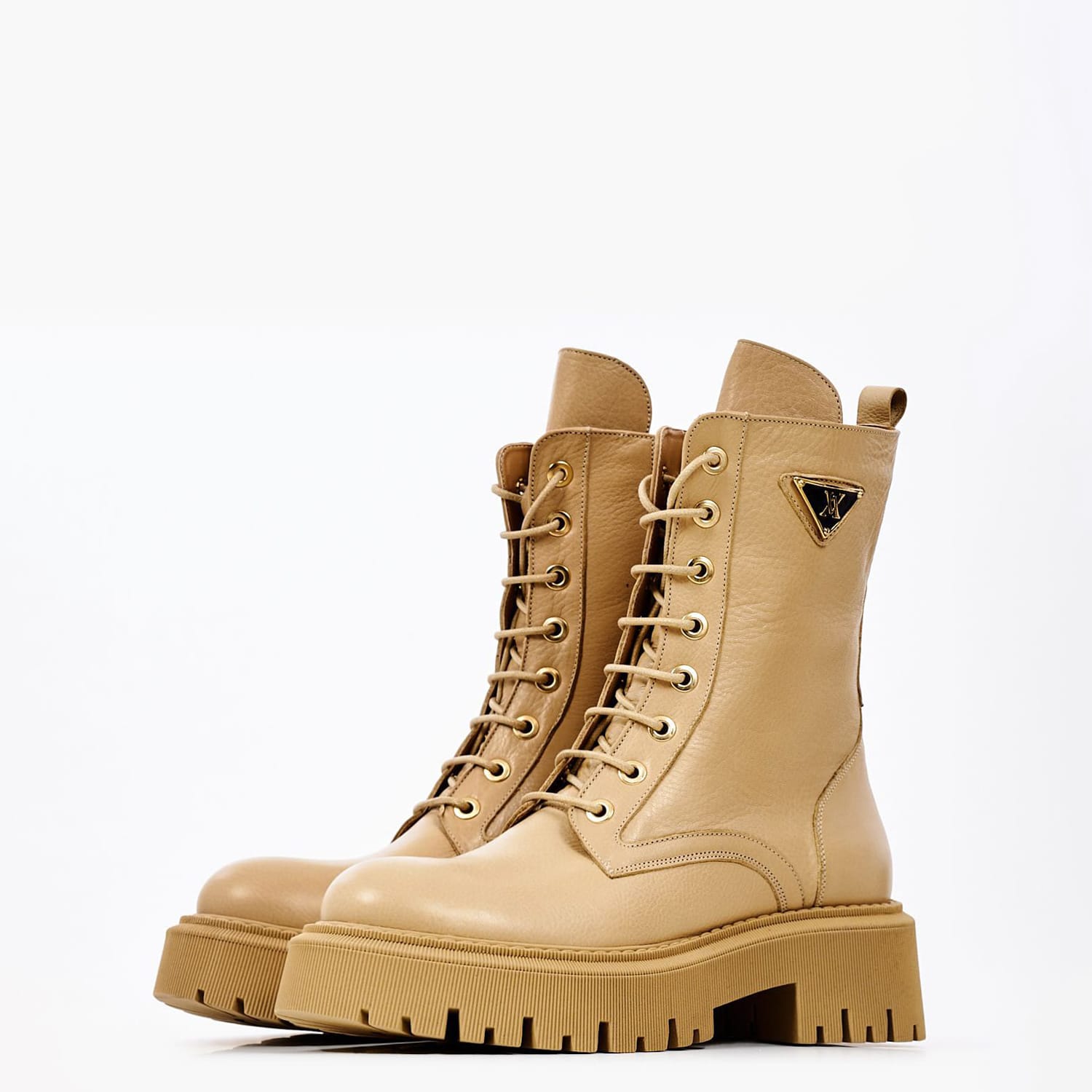 Women Boots 2253.15126 Beige Leather Mortoglou Ankle Boots Mortoglou 2253.15126-Beige
