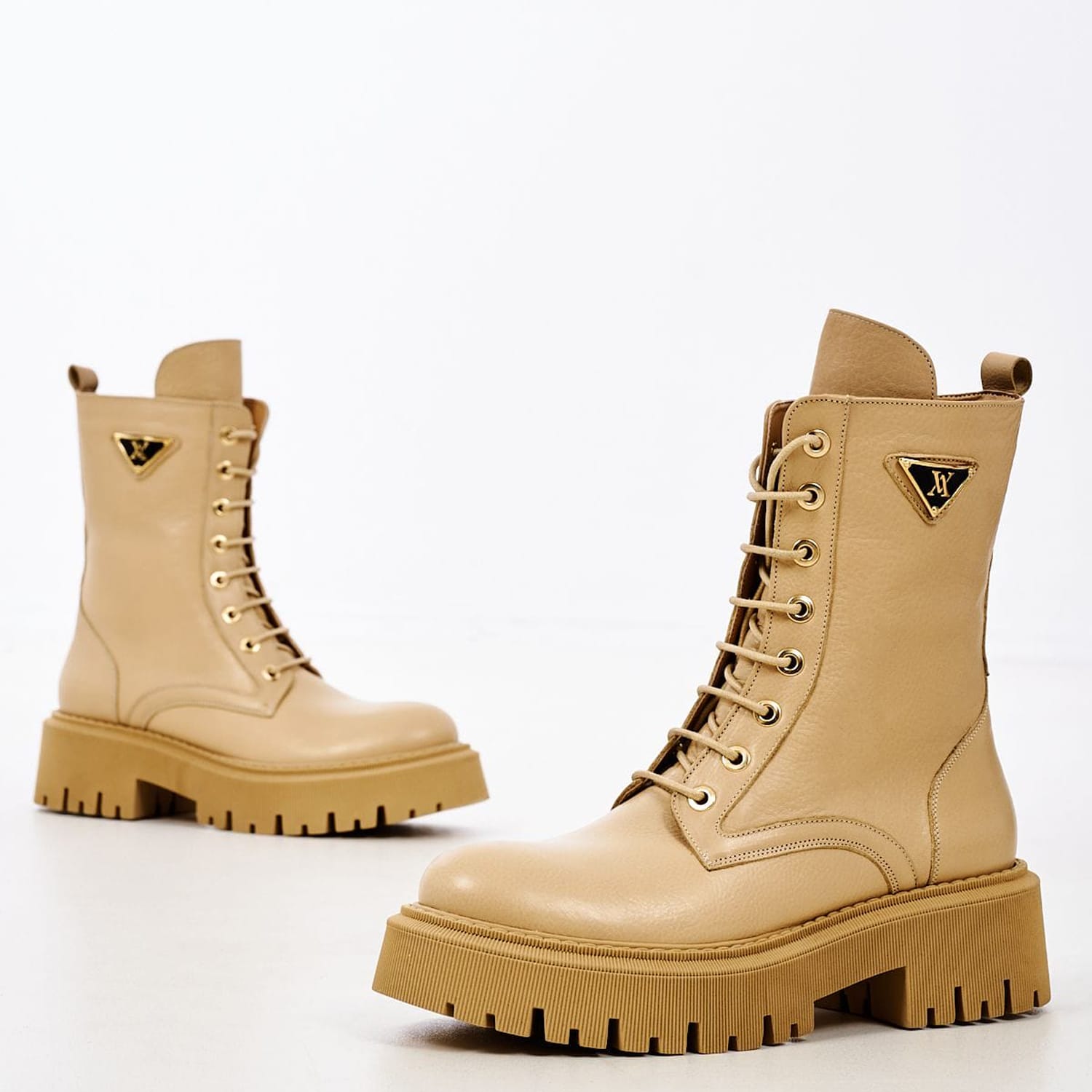 Women Boots 2253.15126 Beige Leather Mortoglou Ankle Boots Mortoglou 2253.15126-Beige