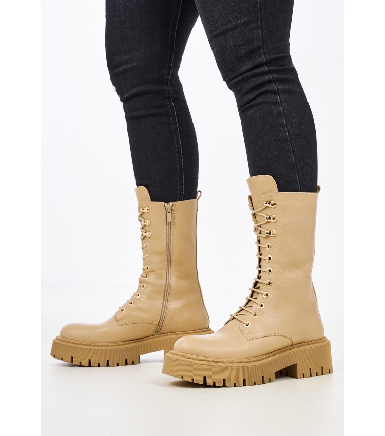 Women Boots 2256.15117 Beige Leather Mortoglou