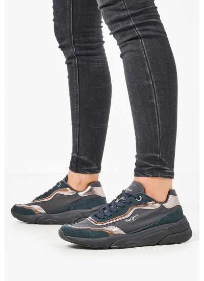 Γυναικεία Παπούτσια Casual Arrow.Pop Μαύρο Δέρμα Καστόρι Pepe Jeans