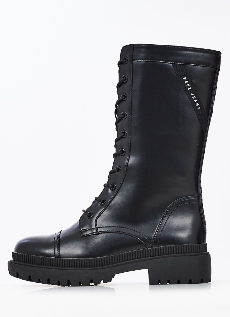 Women Boots from the Pepe Jeans brand Bettle.Urban Black ECOleather mortoglou.gr eshop