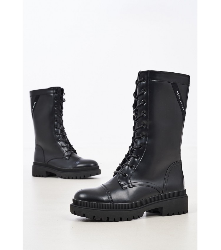 Women Boots Bettle.Urban Black ECOleather Pepe Jeans