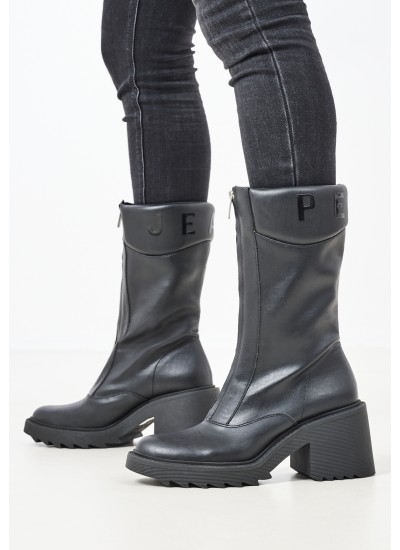 Women Boots Boss.Zip Black ECOleather Pepe Jeans