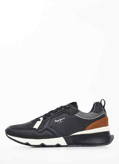 Ανδρικά Παπούτσια Casual Britt.Pro Μαύρο ECOleather Pepe Jeans
