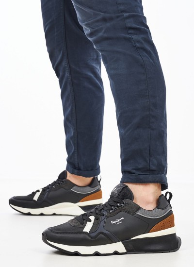 Ανδρικά Παπούτσια Casual Britt.Pro Μαύρο ECOleather Pepe Jeans