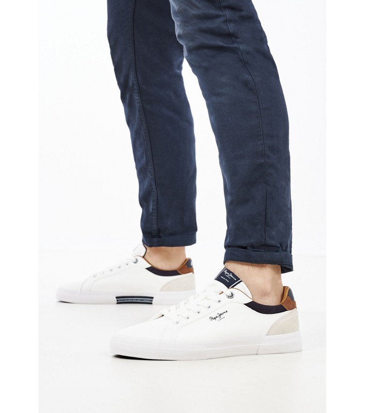 Ανδρικά Παπούτσια Casual Kenton.Court Άσπρο Δέρμα Pepe Jeans