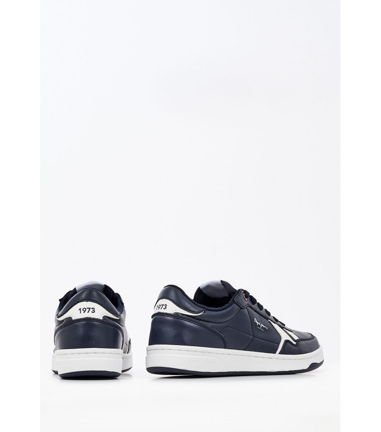 Men Casual Shoes Kore.Britt Blue Leather Pepe Jeans