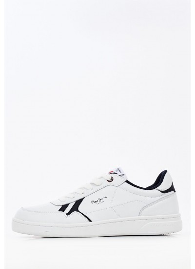 Men Casual Shoes Kore.Britt White Leather Pepe Jeans