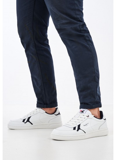 Men Casual Shoes Kore.Britt White Leather Pepe Jeans