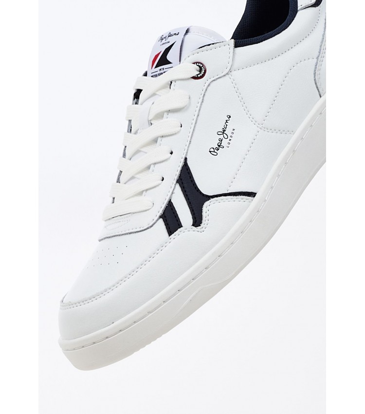 Men Casual Shoes Kore.Britt White Leather Pepe Jeans