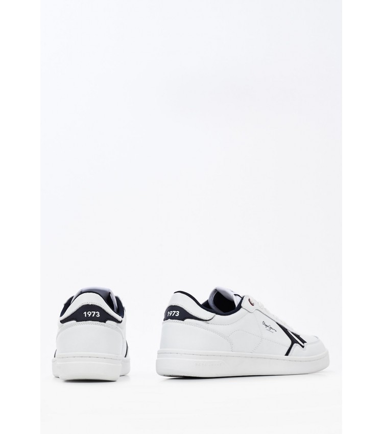 Men Casual Shoes Kore.Britt White Leather Pepe Jeans