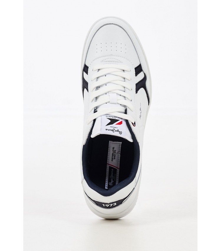 Men Casual Shoes Kore.Britt White Leather Pepe Jeans