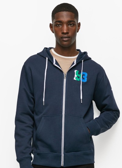 Ανδρικές Ζακέτες Pascal.Zip Μπλε Βαμβάκι Pepe Jeans