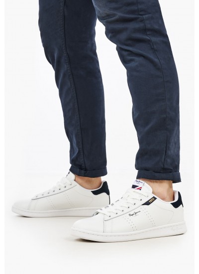 Men Casual Shoes Player.Basic White Leather Pepe Jeans