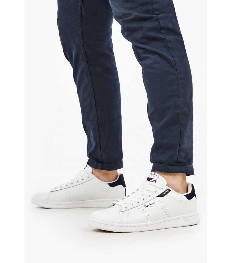 Ανδρικά Παπούτσια Casual Player.Basic Άσπρο Δέρμα Pepe Jeans