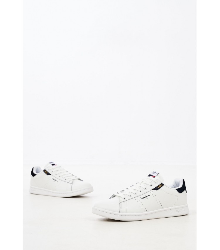 Men Casual Shoes Player.Basic White Leather Pepe Jeans