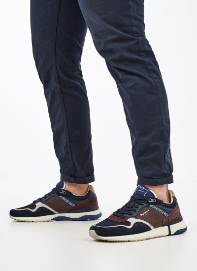 Ανδρικά Παπούτσια Casual Pro.Urban Μπλε Δέρμα Pepe Jeans