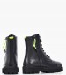 Women Boots Trucker.Laces Black Leather Pepe Jeans