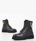 Women Boots Trucker.Laces Black Leather Pepe Jeans