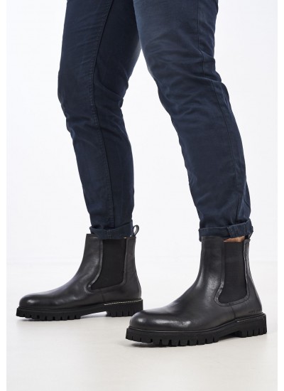 Men Boots Trucker Black Leather Pepe Jeans