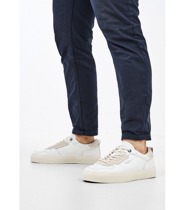 Men Casual Shoes Yogi.Street.2 White Leather Pepe Jeans