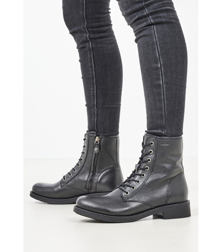 Women Boots Rawelle.A Black Leather Geox