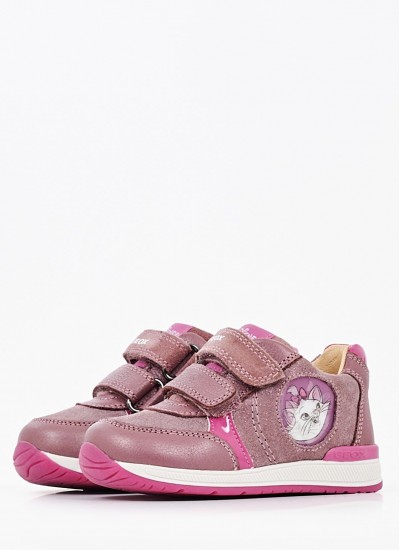Παιδικά Παπούτσια Casual Rishon.Grl Ροζ Δέρμα Καστόρι Geox