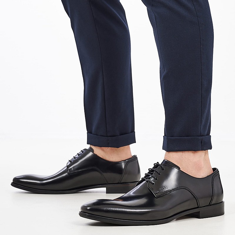 Ανδρικά Παπούτσια Δετά U4972.Flo Μαύρο Δέρμα Boss shoes