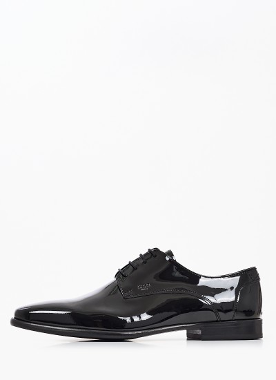 Ανδρικά Παπούτσια Δετά U6383.Pat Μαύρο Δέρμα Λουστρίνι Boss shoes