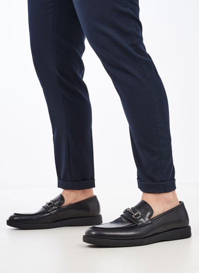 Ανδρικά Μοκασίνια R6711 Μαύρο Δέρμα Boss shoes