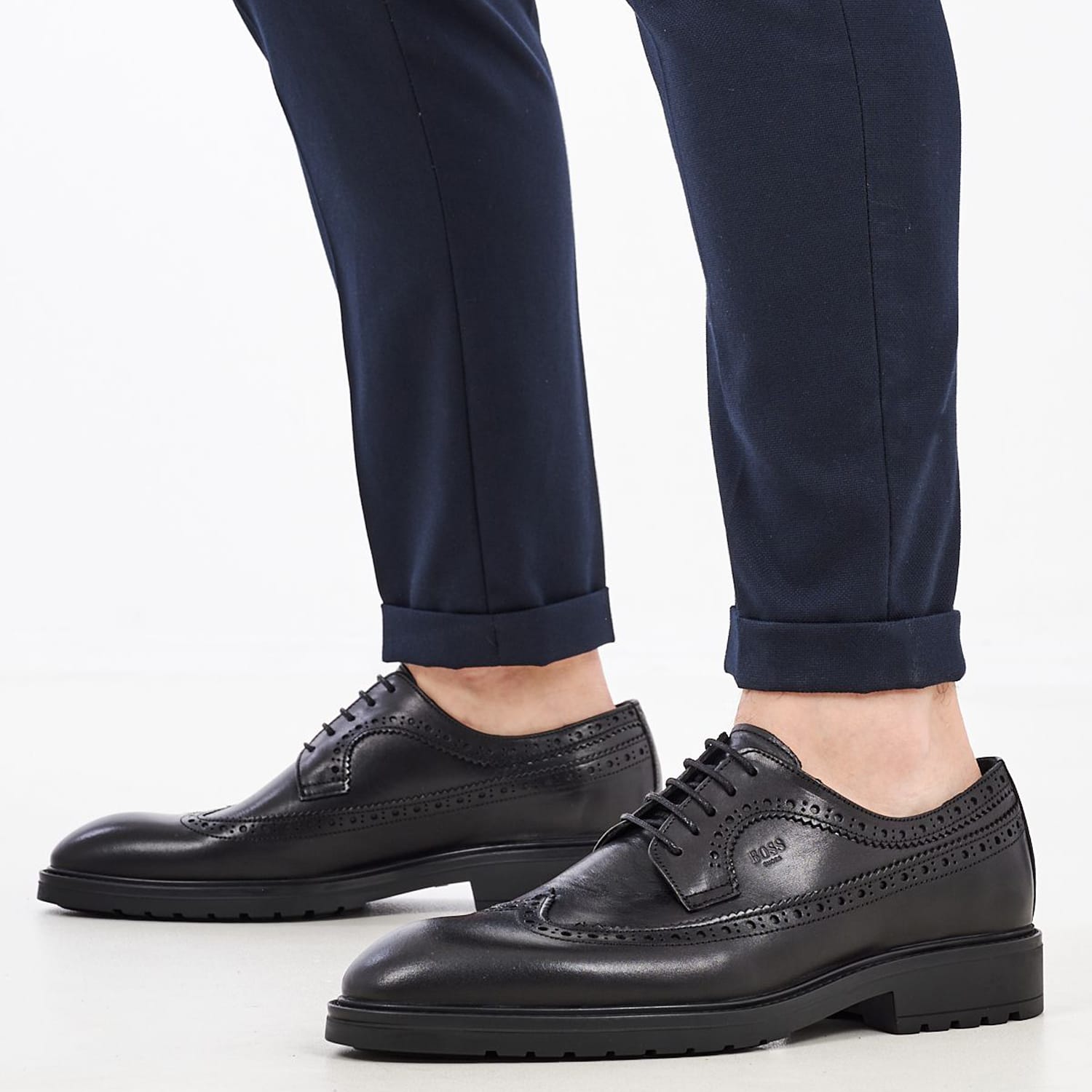 Ανδρικά Παπούτσια Δετά U6983 Μαύρο Δέρμα Boss shoes