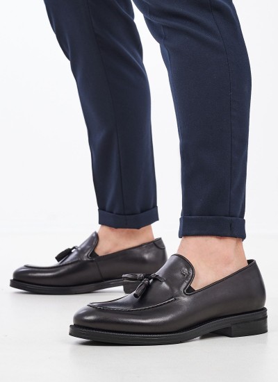 Ανδρικά Μοκασίνια U7047 Μαύρο Δέρμα Boss shoes