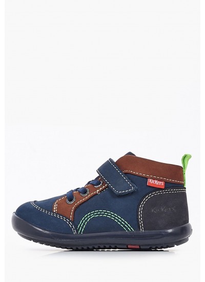 Kids Boots Kinoe Blue Nubuck Leather Kickers