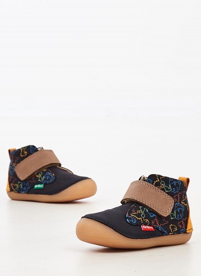 Παιδικά Μποτάκια Sabio.Dinos Μπλε Δέρμα Νούμπουκ Kickers