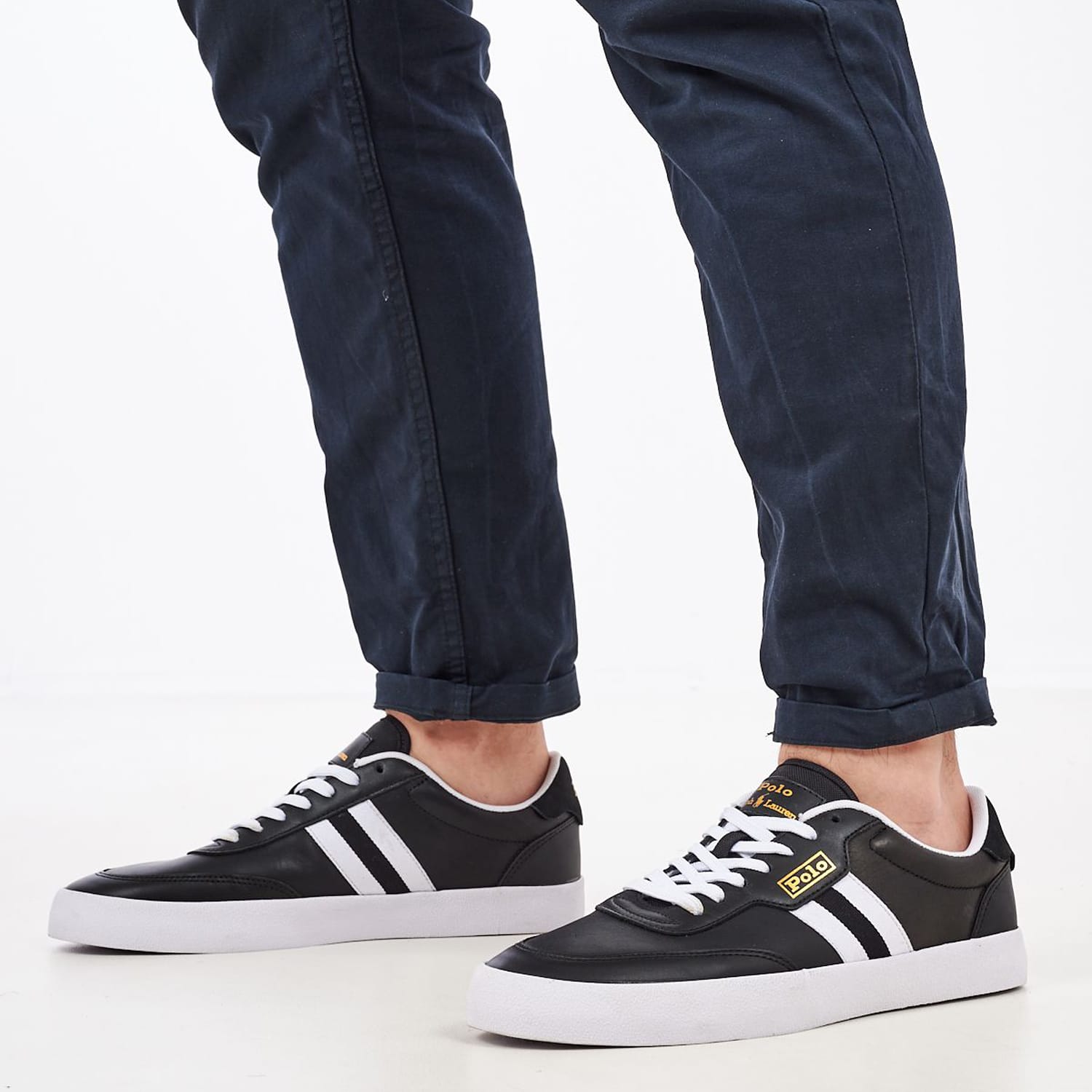 Ανδρικά Παπούτσια Casual Court.Sneaker Μαύρο Δέρμα Ralph Lauren