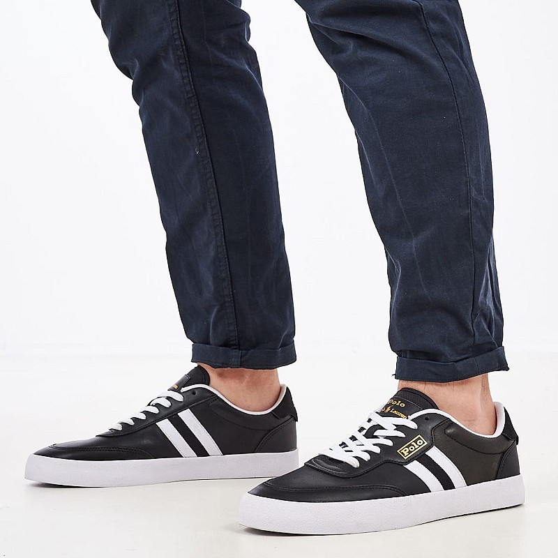 Ανδρικά Παπούτσια Casual Court.Sneaker Μαύρο Δέρμα Ralph Lauren