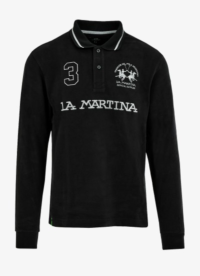 Ανδρικές Μπλούζες Silver.Polo Μαύρο Βαμβάκι La Martina