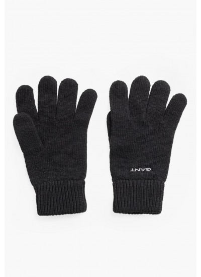 Ανδρικά Γάντια Knitted.Gloves Μαύρο Μαλλί GANT