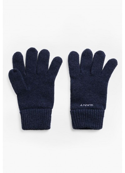 Ανδρικά Γάντια Knitted.Gloves Σκούρο Μπλε Μαλλί GANT