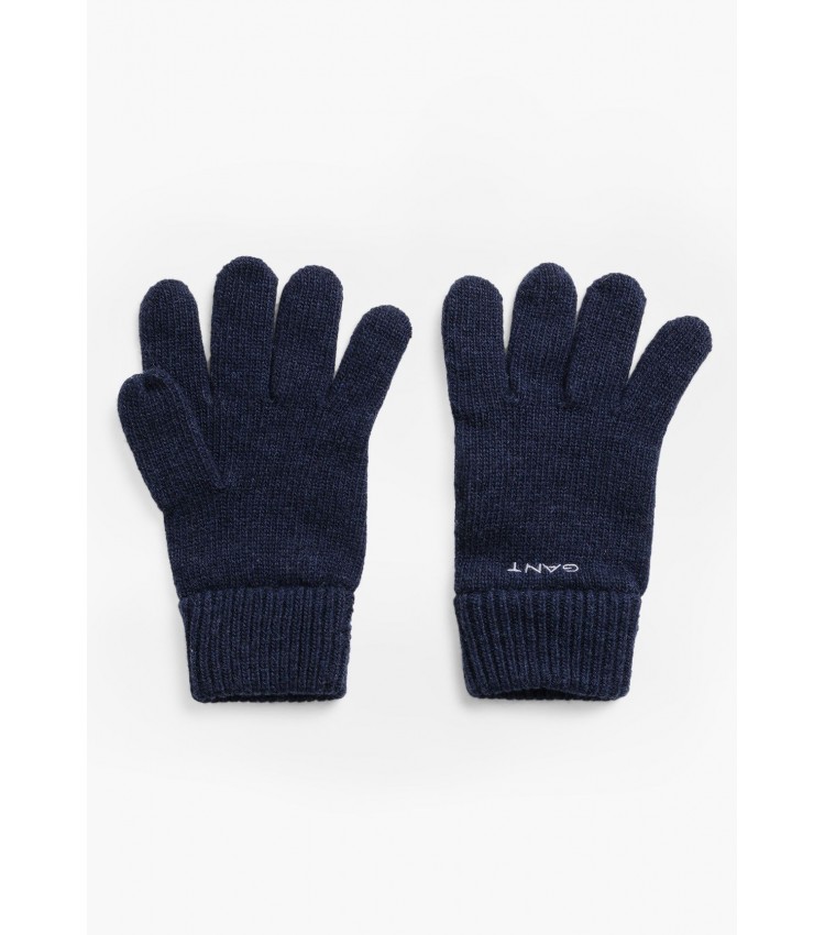 Ανδρικά Γάντια Knitted.Gloves Σκούρο Μπλε Μαλλί GANT