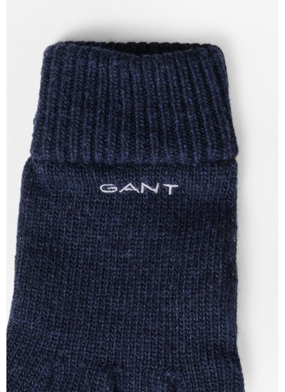 Ανδρικά Γάντια Knitted.Gloves Σκούρο Μπλε Μαλλί GANT